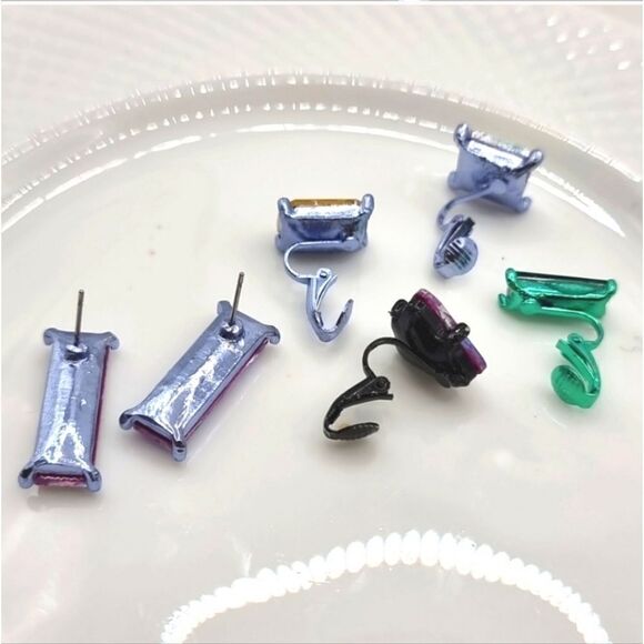 New ZARA night out irradescent ab pierced stud earrings faux cartilage clipset - Picture 4 of 10